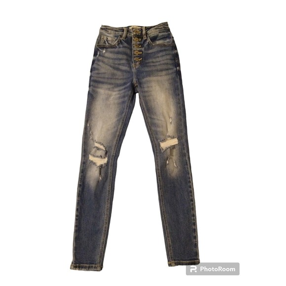 KanCan ultra high rise ankle skinny distressed 23 jeans - Picture 1 of 8